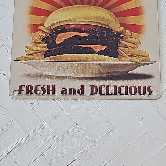 Burgers and Fries Fresh and Delicious Sign Restaurant Kitchen Decor 8" T x 6"W - Picture 3 of 6